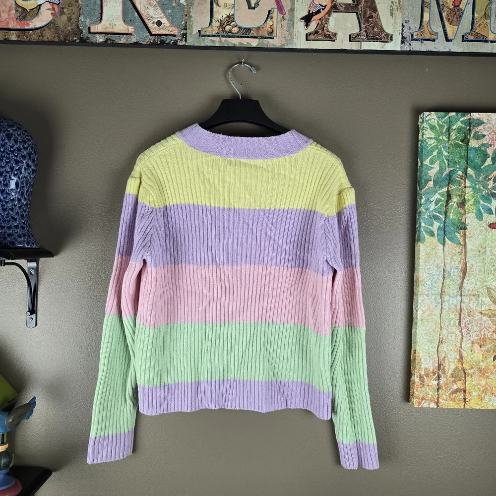 Olivia Rubin RARE Dee Striped Knitted Cardigan Jewel Button Medium